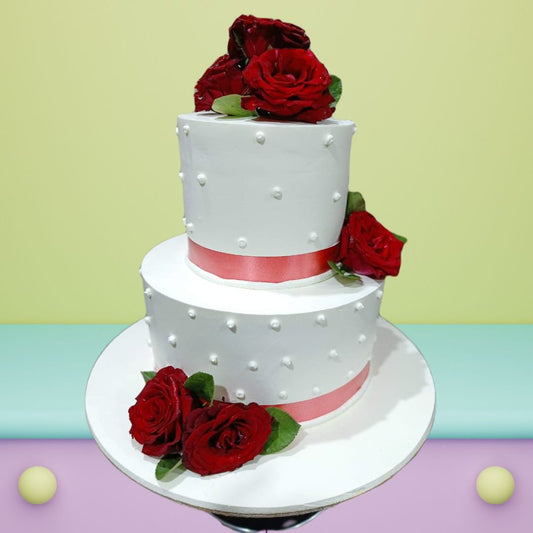 Rose 2-tier Anniversary Cake