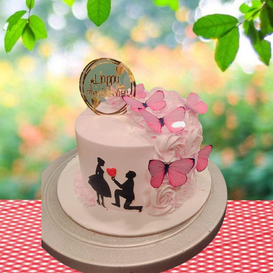 Pink Butterfly Anniversary Cake