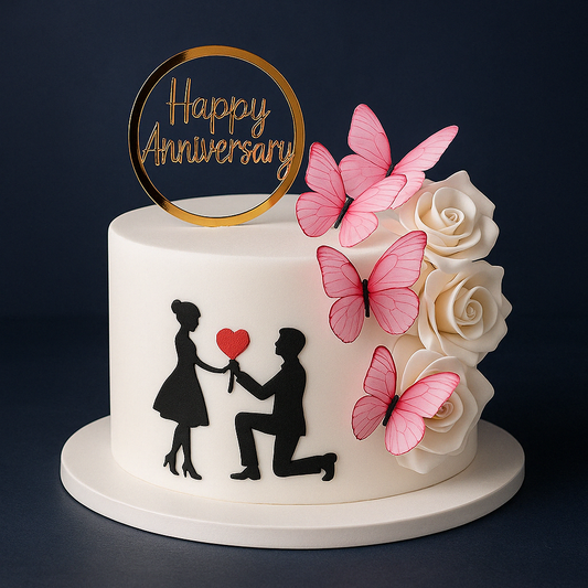 Pink Butterfly Anniversary Cake