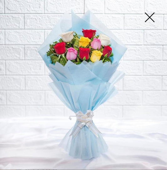 Blue Bouquet - 10 Roses